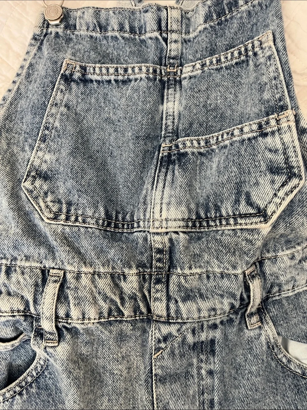 We The Free Free People Denim Short Overalls/Dungarees | Size Small | Acid Wash